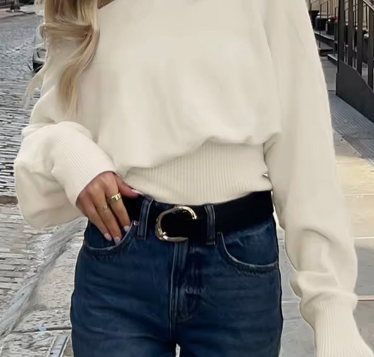 Solid white long sleeve shirt